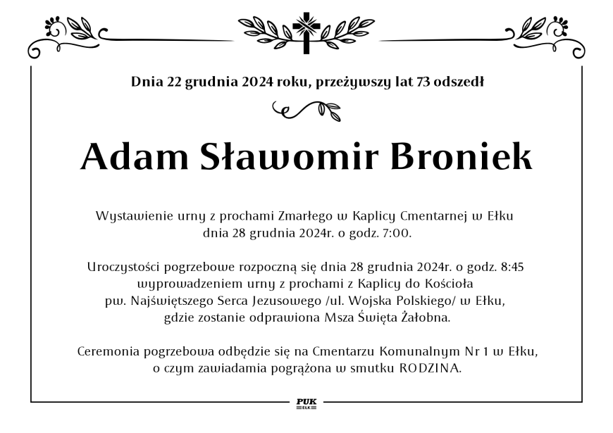 Adam Sławomir Broniek - nekrolog